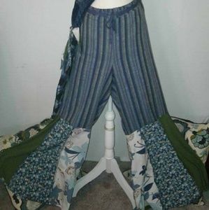 Upcycled plus 14w 16w bell bottom hippie boho pant
